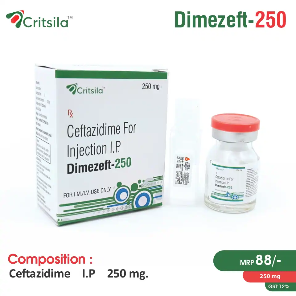 Ceftazidime (250mg) Injection at the best price in PCD Pharma Franchise for Antibiotic, Bacterial Infections.